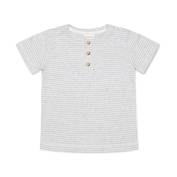 Poaki T-Shirt SS - Striped Light Grey