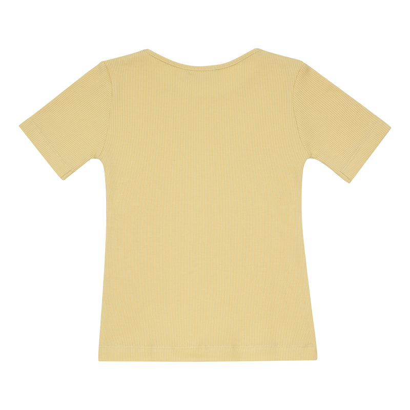 Popirol Pojoel T-shirt med korte ærmer i sart gul rib kvalitet.