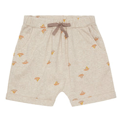 Popirol Ponel shorts i beige melange med multifarvet bådprint. Shortsen har bindebånd og lommer.