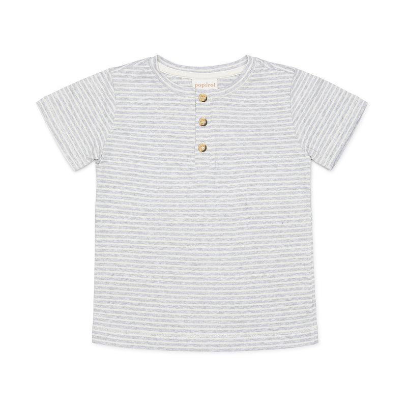 Poaki T-Shirt SS - Striped Light Grey