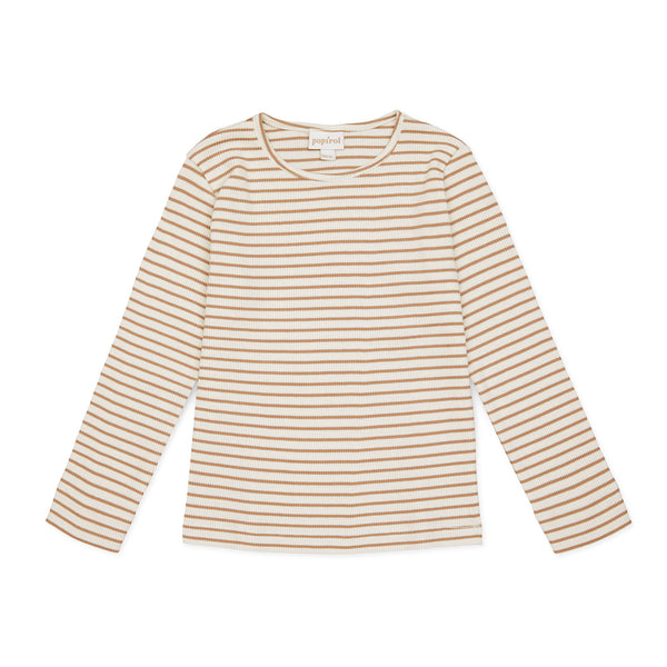 Poobi T-Shirt LS - Striped Nougat
