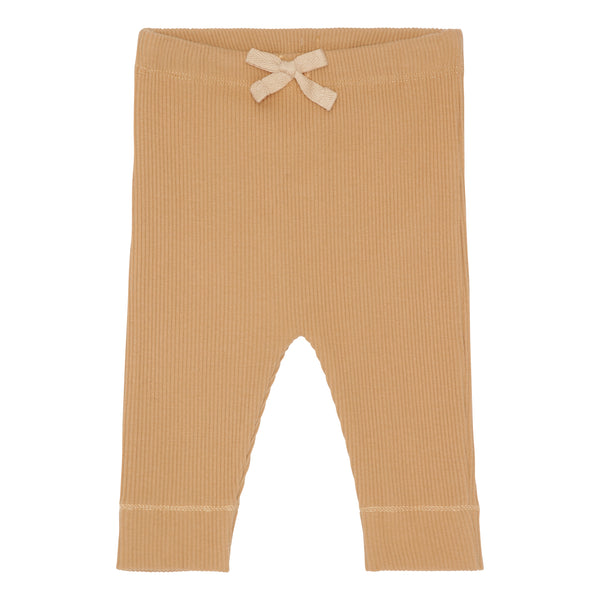 Popirol Mano baby bukser i lysebrun rib med bindebånd.